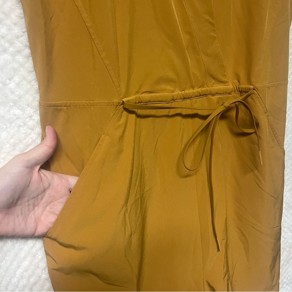 Athleta Marlow Romper w Pockets Tuscan Gold V Neck Lightweight Adjustable Waist - Picture 6 of 8